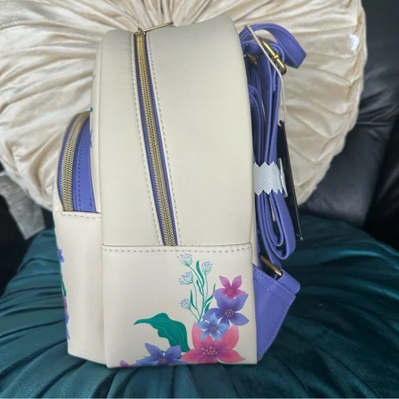 Disney Ariel The Little Mermaid Floral Mini Loungefly Backpack: NWT - Picture 3 of 10